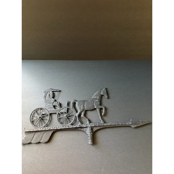 Vintage Cast Iron Horse Buggy Weathervane Equestrian Topper Black Farmhouse - Picture 9 of 10